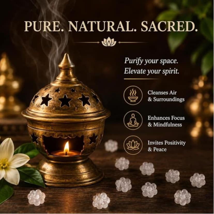 Bhimseni Camphor Kapoor - 100% Pure Organic Camphor for Pooja Hawan Meditation Aromatherapy & Home Fragrance view 6