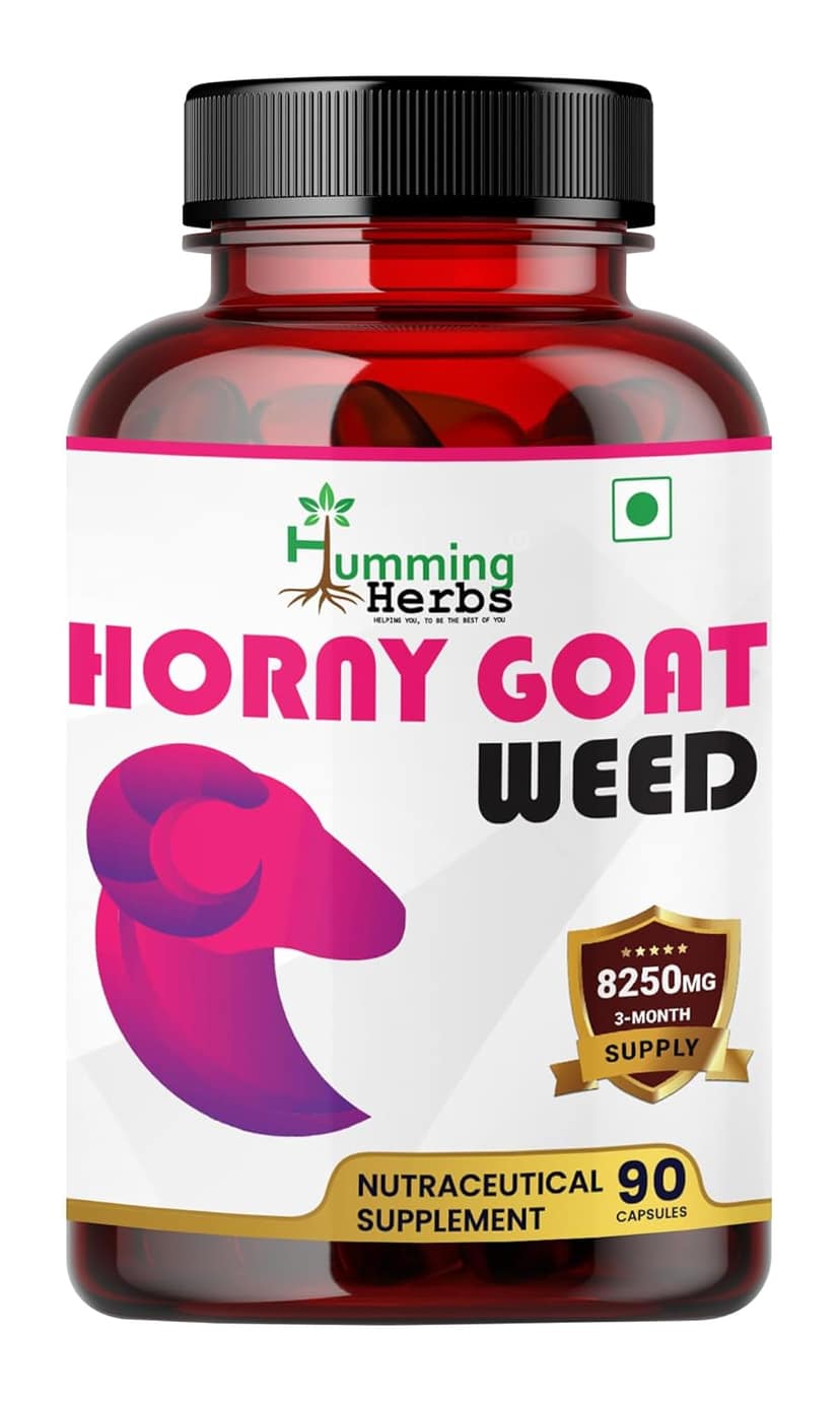 Humming Herbs Horny Goat Weed with Maca Root - 8250mg Equivalent - 3 Months Supply, 90 Capsules