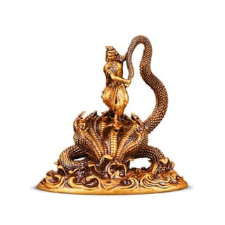 Artarium Dancing Krishna Ji with Kaliya Naag Statue Standing Kanha Idol Lord Murari Murti Antique Decorative Showpiece for Car Dashboard Home Decor Pooja Room Gifting (Dancing Krishna 3.5 Inch)