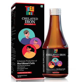 Healthbest Chelated Iron Liquid Supplement with Zinc & Folic Acid - Boosts Hemoglobin & Reduces Fatigue, 200 ml