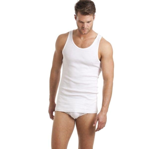 Men's Regular Cotton Sleeveless White Vests (PACK OF 10) view 3