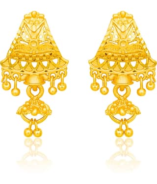 LUV FASHION Golden Stud Earrings ( Pack of 1 )