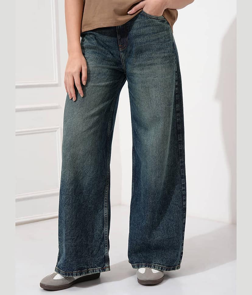 Tokyo Talkies Women's Baggy Fit Mid-Rise Jeans ( Blue )