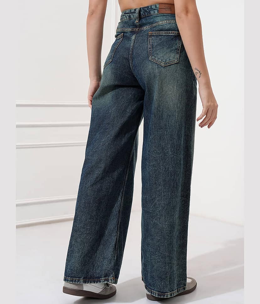 Tokyo Talkies Women's Baggy Fit Mid-Rise Jeans ( Blue ) view 3