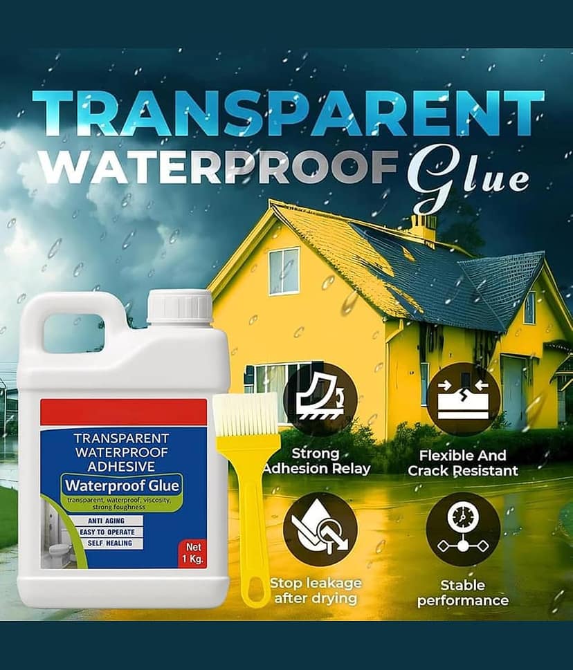 Bhavyta Transparent Waterproofing Glue with Brush – Roof Leakage Crack Seal Agent, Waterproof Adhesive Sealant for Bathroom, Tiles, Pipes, Wall, Window & Outdoor Surface Repair (1kg) view 2