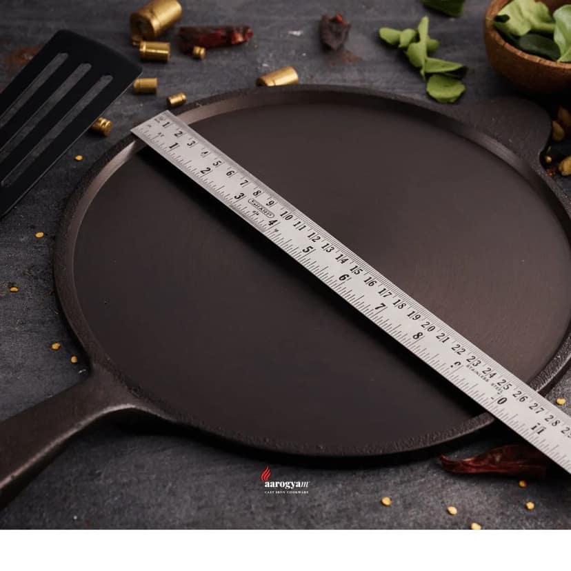 Aarogyam 10 Inch Induction Friendly Pre-seasoned Cast Iron Long Handle Tawa, Naturally Nonstick, Induction Friendly view 2