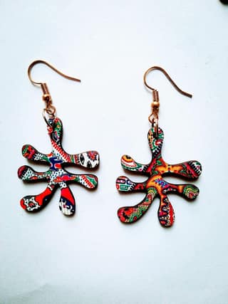 Artwork Wooden Earrings - Amoeba in assorted Artworks