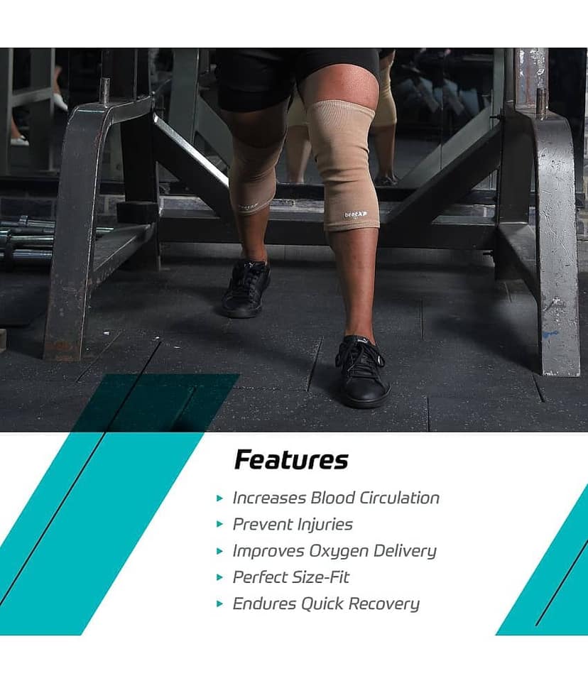 beatXP Knee Support for Men & Women, Knee Compression Support for Pain Relief , Sports, Gym, Cycling - Breathable & Light Weight - 2 Way Stretchable Material - Beige Color (Pack of 2 , Medium) view 2