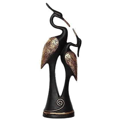 Polyresin Swan and Duck Couple Kissing Sculpture (Black) for Home Decor & Ideal Gifts for All Occasions.