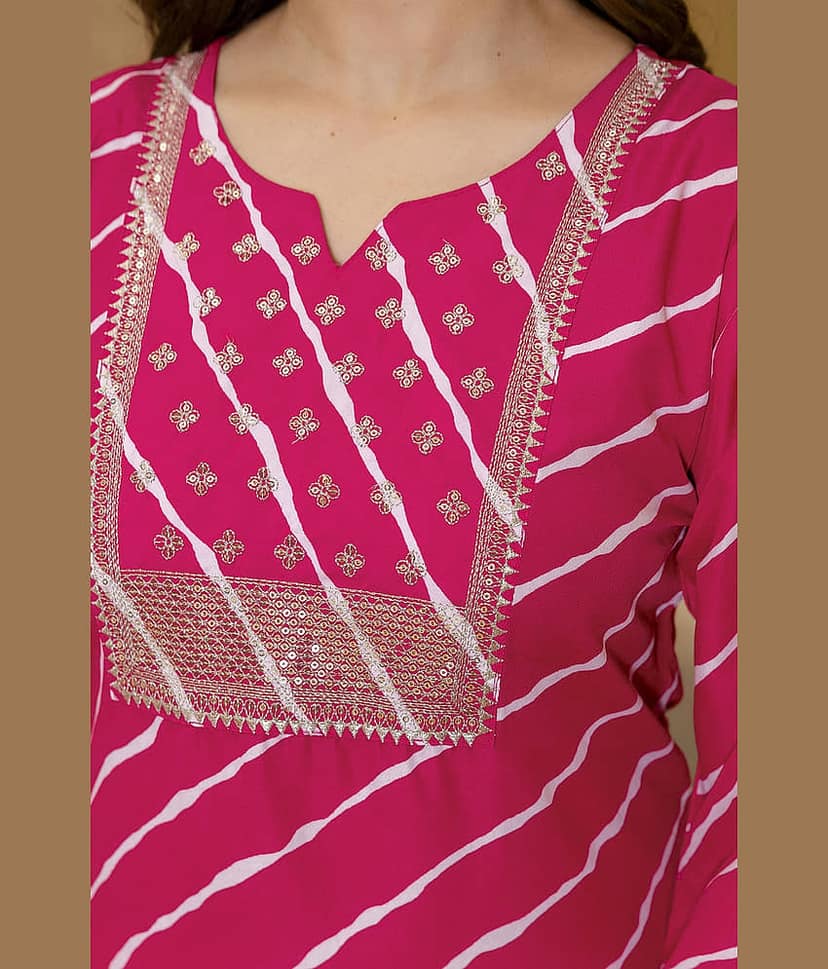 Kapadia Women Viscose Rayon Embroidered Straight Kurti ( Red ) view 2