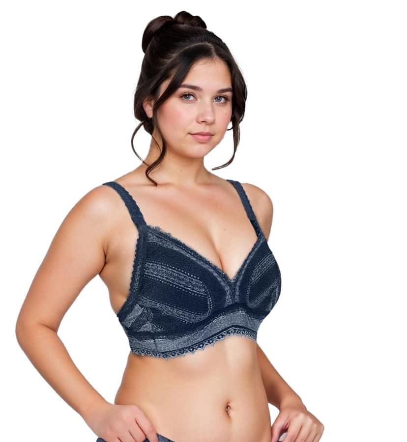 Pack of 2 Women's Lightly Padded Wirefree Bras with Bandana Print – Dark Green & Blue Combo view 4