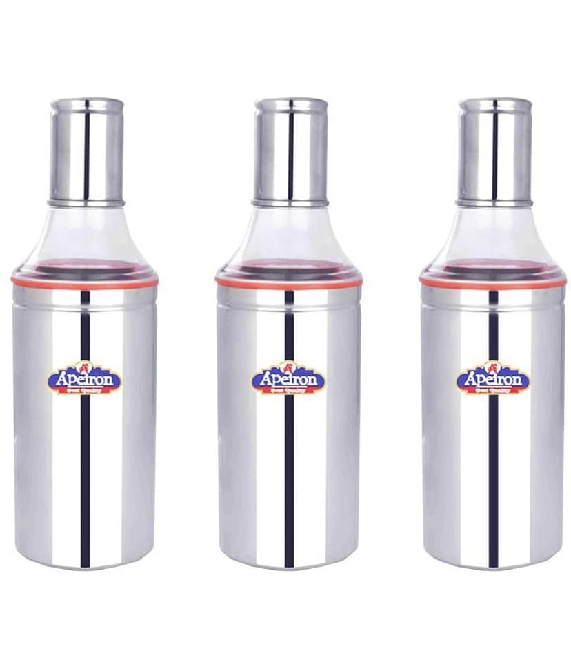 APEIRON MIRROR FINISHING Steel Oil Container/Dispenser Set of 3 1000 mL