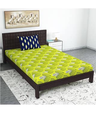 DIVINE CASA Cotton Single Bedsheet ( Green )