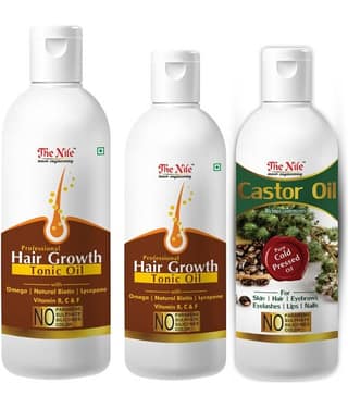 The Nile Hair Tonic 200 Ml + 100 Ml (300 Ml) + Castor Oil 100 Ml 400 mL Pack of 3
