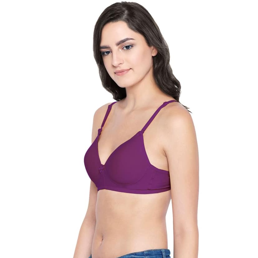 Bodycare Cotton Spandex Padded Non wired Tshirt Bra-Pack of 3 view 3