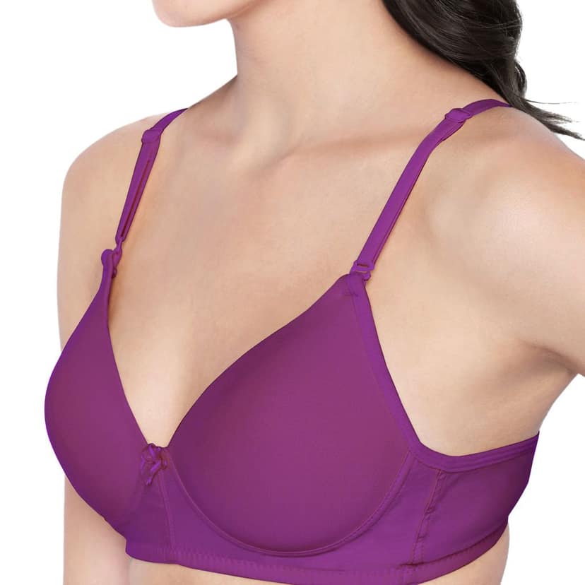 Bodycare Cotton Spandex Padded Non wired Tshirt Bra-Pack of 3 view 5