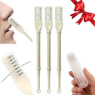 (Pack of 3) Manual Nose Hair Trimmer Dual Head Rotating Nasal Razor Non Electrical