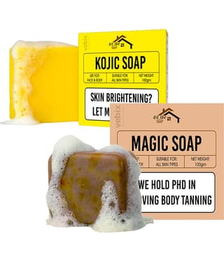 Vebix Professional Beauty Saffron-Sandalwood Soap & Kojic Soap Bathing Bar for All Skin Type ( Pack of 2 )