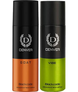Denver Black Code Goat & Vibe Long Lasting Deodorant Spray For Men 150 ml Each (Pack of 2)