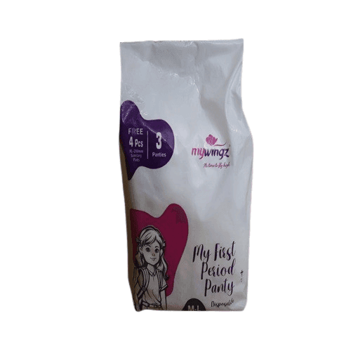 NLR URBAN Mywingz My First Period Disposable Panties for Girls | 3 Pcs + FREE 4 XL Sanitary Pads