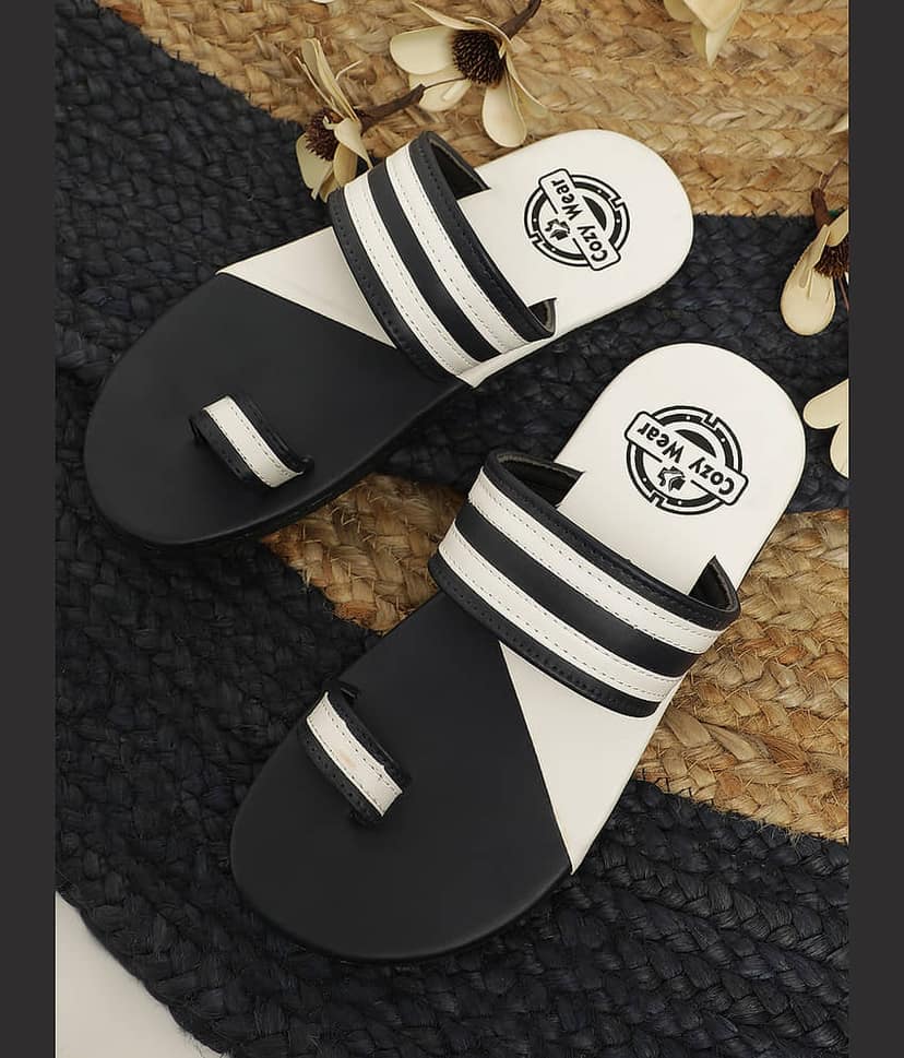Cozy Wear Navy Blue Men's Leather Slipper