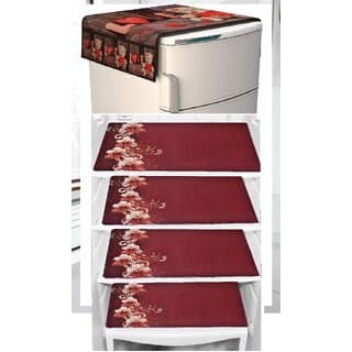 REVEXO Polyester Floral Pattern Fridge Covers