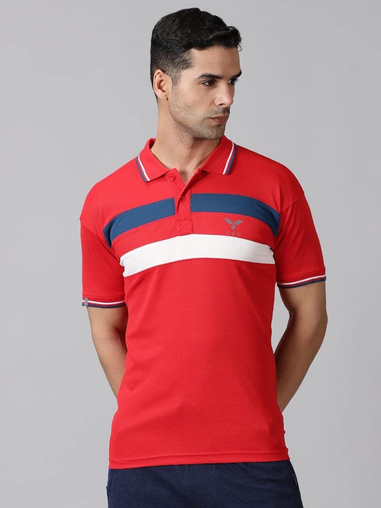Dry-fit Red Striped Polo