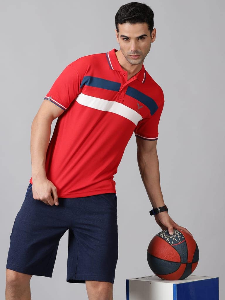 Dry-fit Red Striped Polo view 3