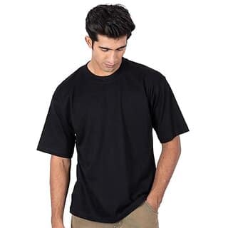 JAGTEREHO Black Oversized Cotton Crew Neck Half Sleeve T-Shirt for Men And Boys