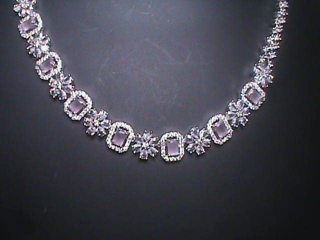 Stunning Cubic Zirconia Tennis Necklace and Stud Earrings Set in White Gold view 3