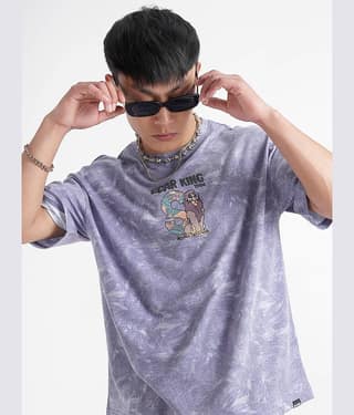 Highlander Men Polyester Oversized Fit Printed T-Shirt ( Purple )