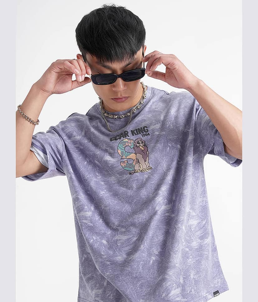 Highlander Men Polyester Oversized Fit Printed T-Shirt ( Purple )