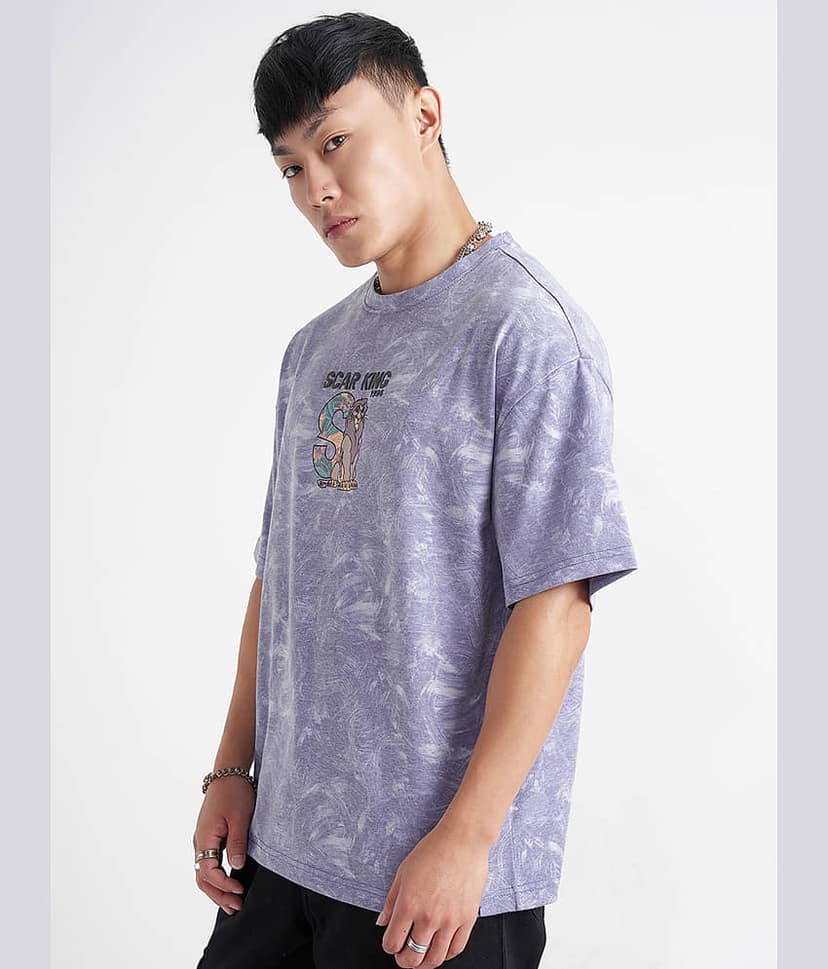 Highlander Men Polyester Oversized Fit Printed T-Shirt ( Purple ) view 4