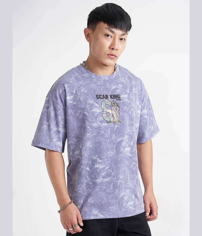 Highlander Men Polyester Oversized Fit Printed T-Shirt ( Purple ) view 6