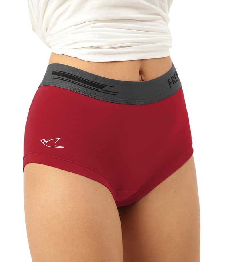 Freecultr Women's Underwear Antibacterial Micromodal Airsoft | Boxer Brief - Non-Itch, No Chafing, Sweat-Proof Comfort Pack of 1-Sassy Red view 7