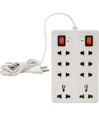 SOYEN 8 Socket Extension Cord With Individual Switches FUSE Led Indicator (White Socket Extension Board