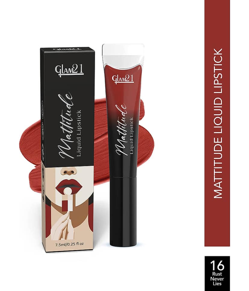 Glam21 Mattitude Liquid Matte Lipstick | 16H Long Stay | Non-Transfer & Smudge-Proof Rust Never Lies, 7.5 Ml