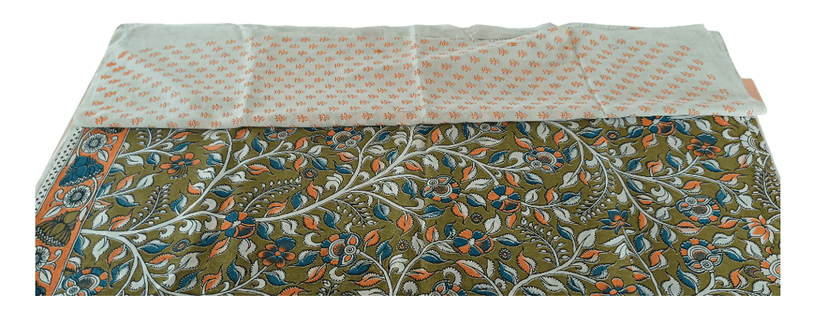 Kalamkari Silk Saree with unstitched Blouse view 3