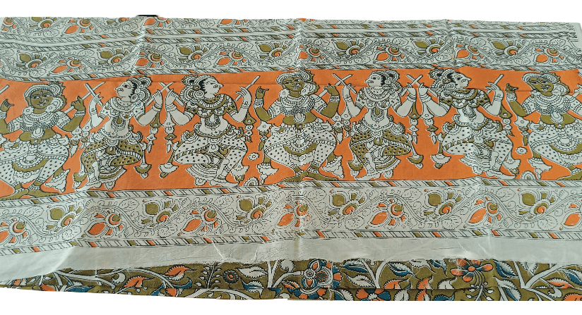 Kalamkari Silk Saree with unstitched Blouse view 4
