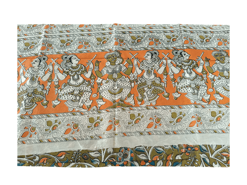 Kalamkari Silk Saree with unstitched Blouse view 7