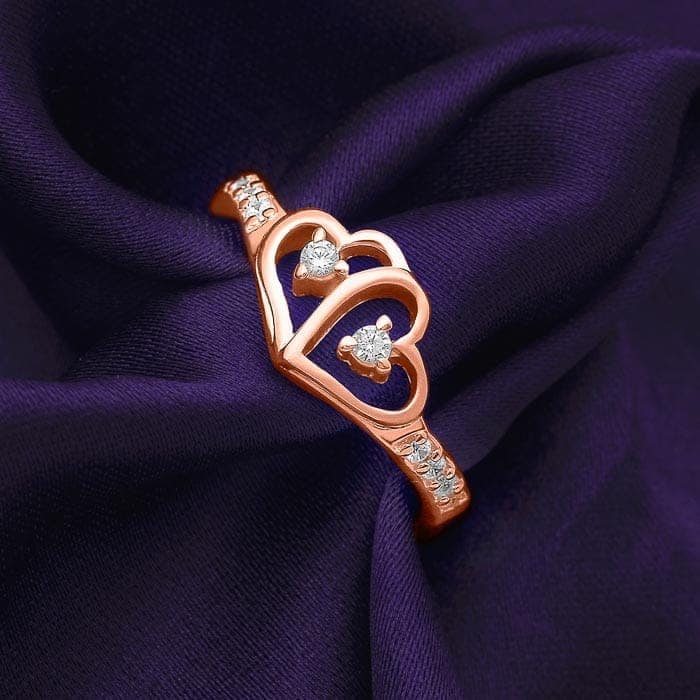 Connected Heart Rose Gold Adjustable Ring view 3