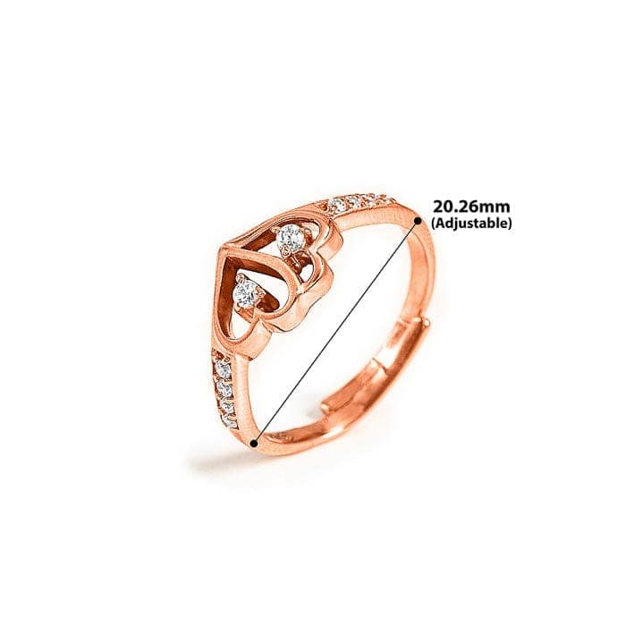 Connected Heart Rose Gold Adjustable Ring view 5