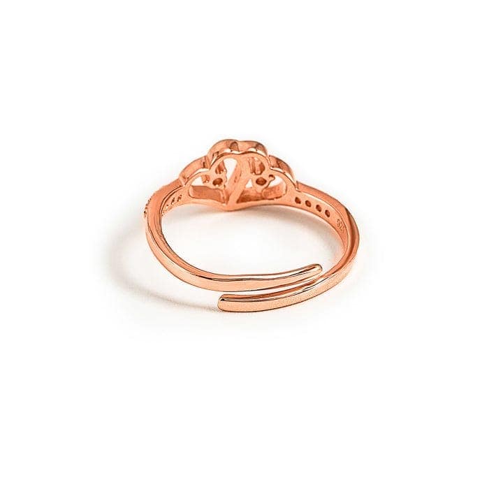 Connected Heart Rose Gold Adjustable Ring view 7