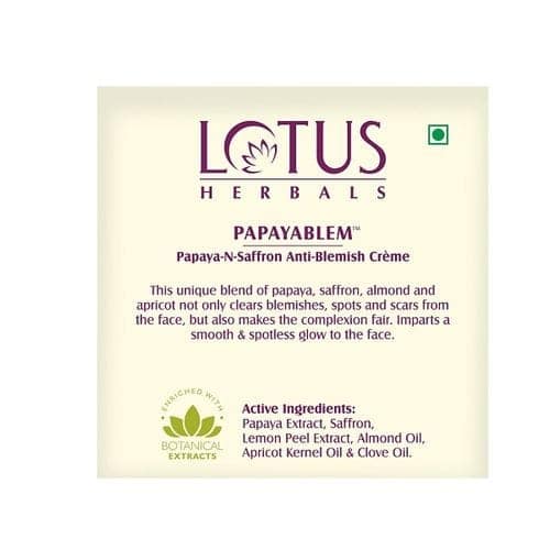 Lotus Herbals Papayablem Papaya-n-Saffron Anti-Blemish Creme (50gm) view 2