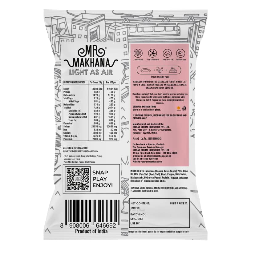 Mr Makhana Himalayan Salt and Pepper Roasted Makhana 21 g Healthy Snack view 2