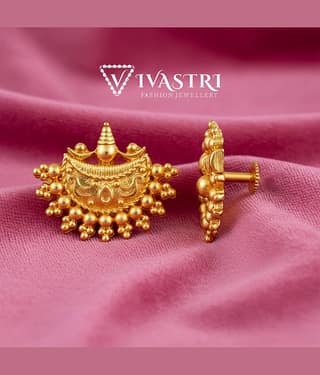 VIVASTRI Golden Stud Earrings ( Pack of 1 )