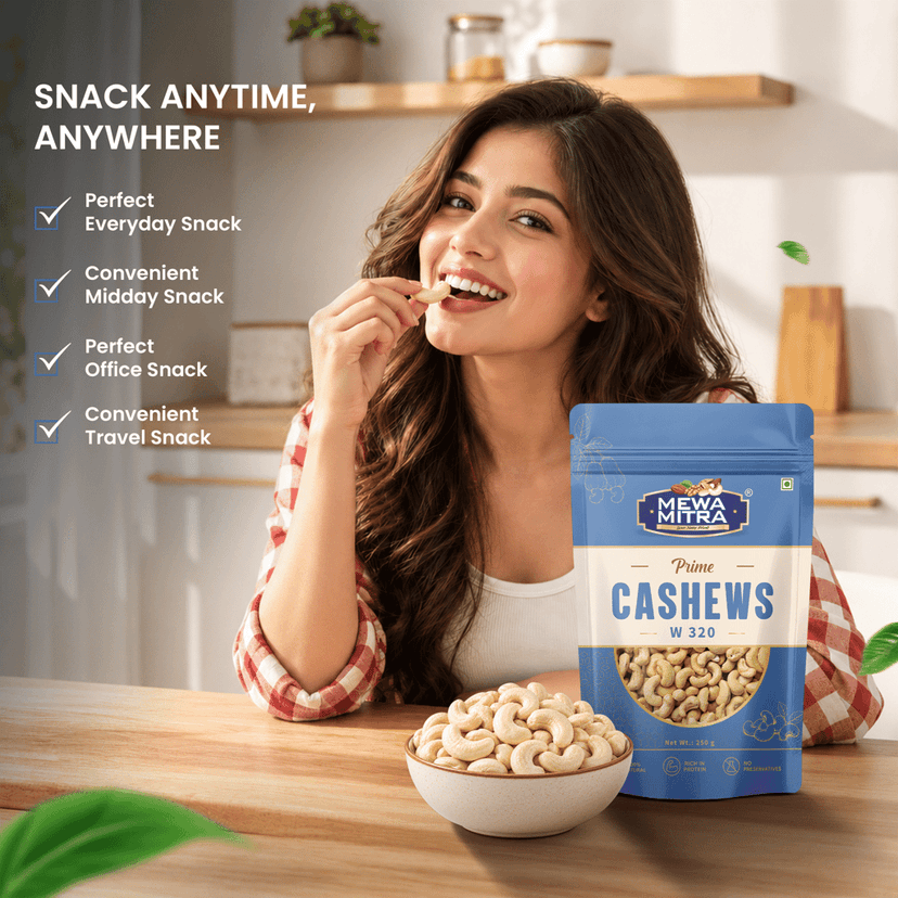 Mewa Mitra Prime Cashews W320 250g | Premium Whole Kaju | Natural High Protein Dry Fruits view 5