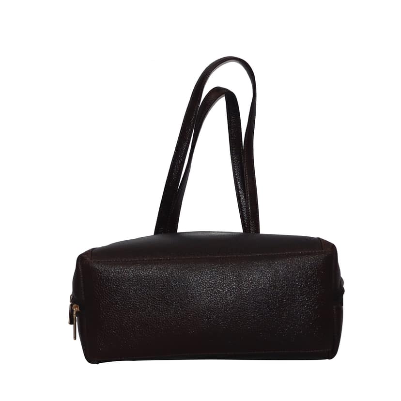 FHS Wide Space Genuine Leather Handbag for girls and women Brown view 5
