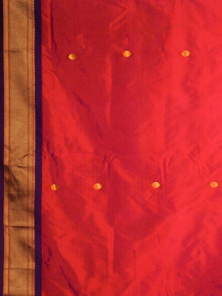 Pinkish Red Semi Silk Paithani Saree view 3