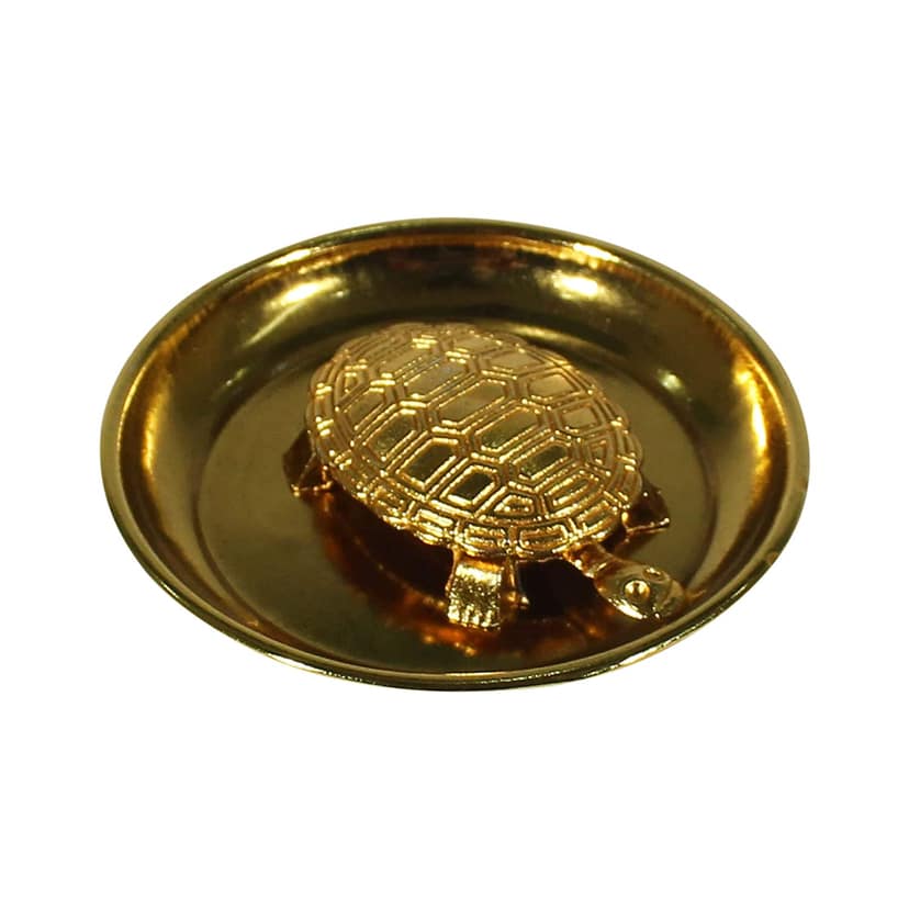 Dreamkraft White Metal Meru Shree Yantra On Tortoise Good Luck & Evil Eye Protection (Golden - 5X7.5 cm )